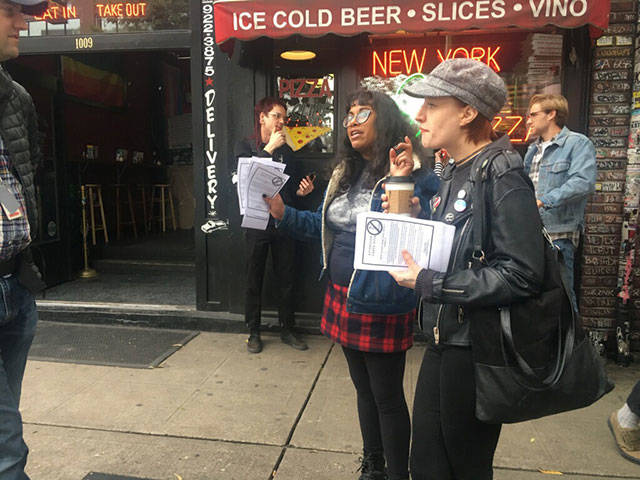 Protesters at a demonstration in Seattle after the news of the Caffe Vita email broke (Elizabeth Shepherd/Staff Photo).