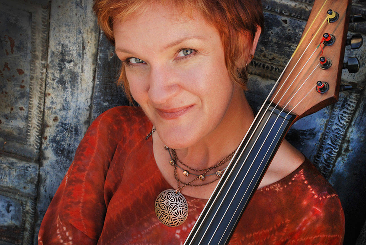 Jami Sieber, an electric cellist, vocalist, and composer, is one of five “Prelude to a Gaybaret” panelists who will speak at 7:30 p.m. Thursday, Nov. 21, at Vashon Center for the Arts (Irene Young Photo).