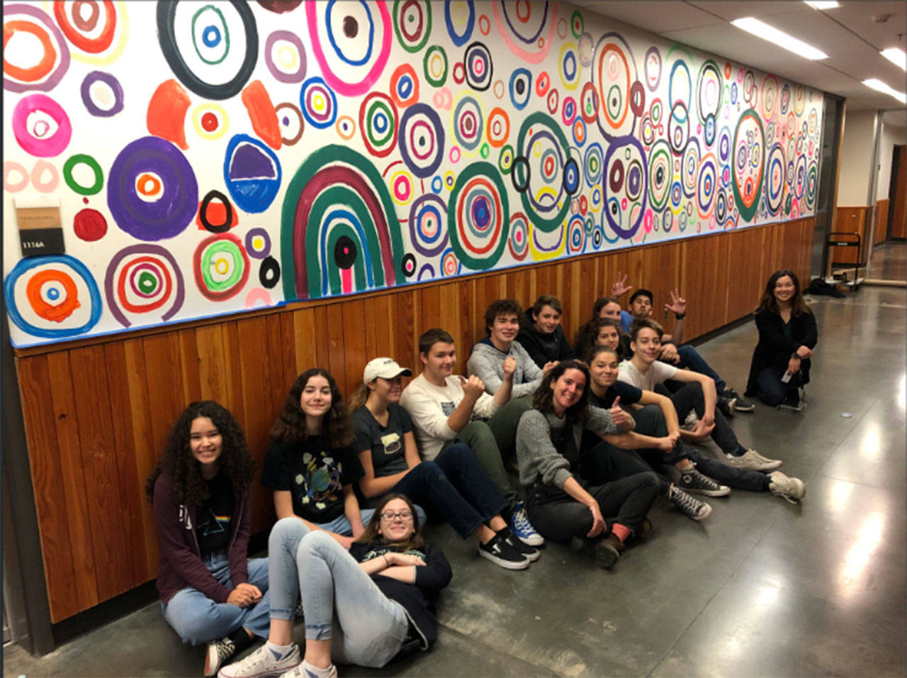 Vashon High School students worked with artist Carolina Silva to create murals during ArtsBlitz, an arts immersion project of Vashon Artists in Schools (Kaycie Alanis Photo).