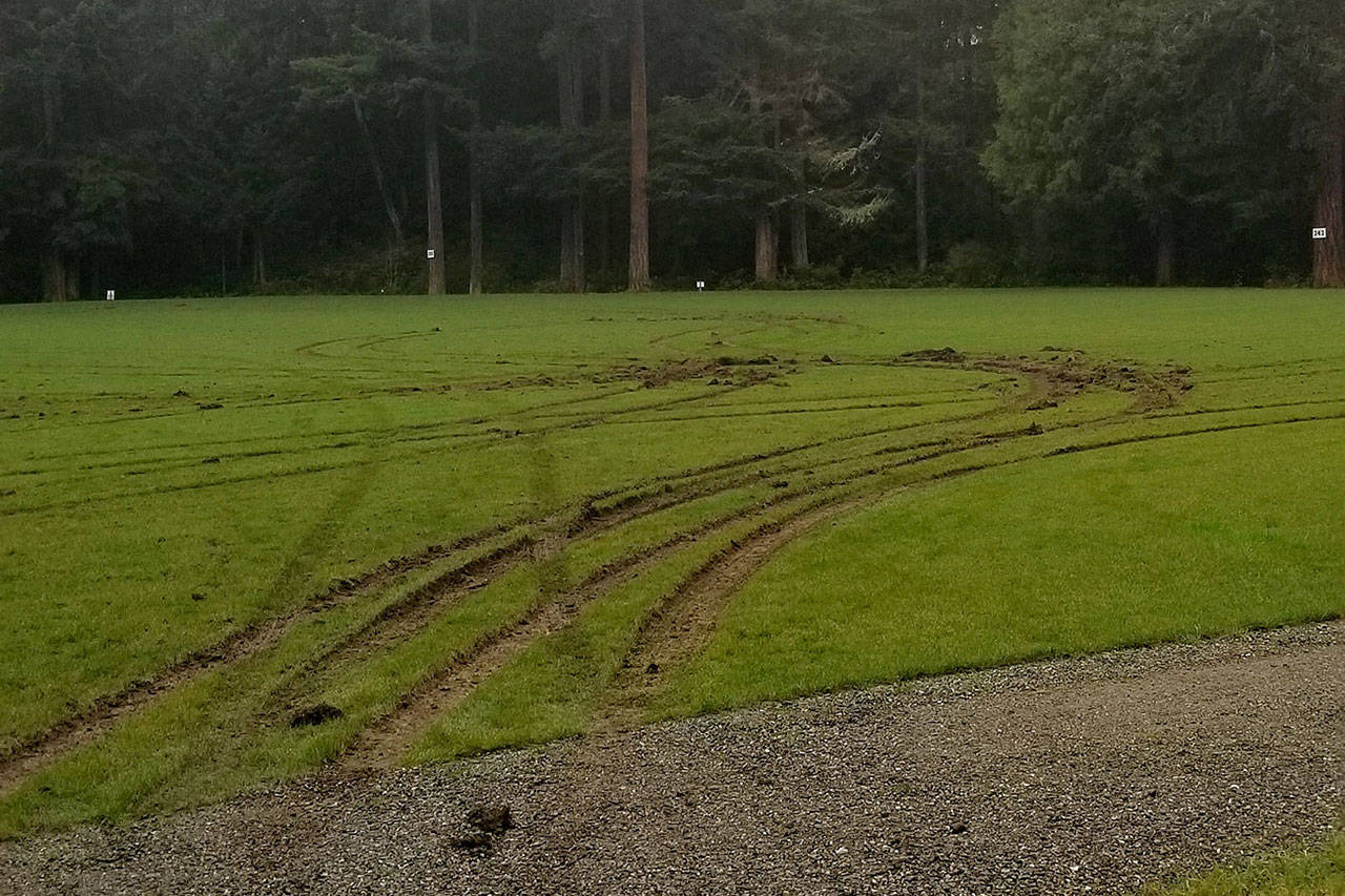 A large part of Agren Field was damaged by vandalism last weekend (Vashon Park District Photo).
