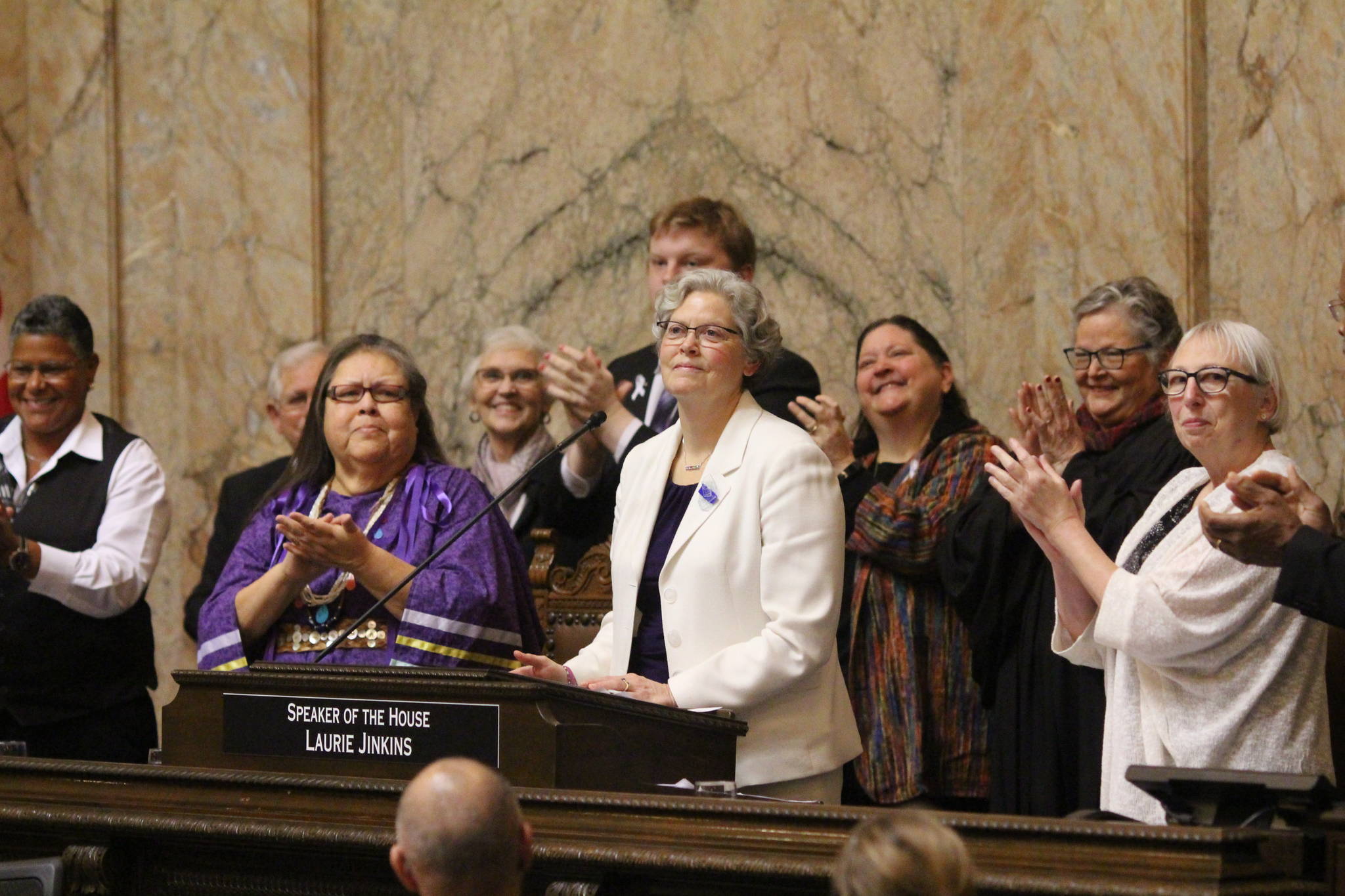 Rep. Laurie Jinkins, D-Tacoma, was sworn in Jan. 13, 2020, as Speaker of the House. Photo by Cameron Sheppard, WNPA News Service