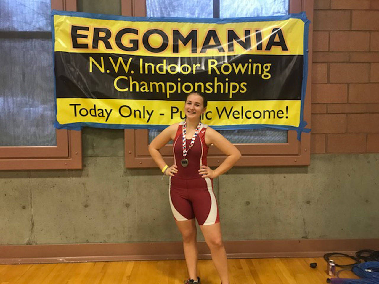 Keziah Rutschow, a BBRC rower, took home a gold medal in the Youth 500 meter dash last week at Ergomania (Courtesy Photo).