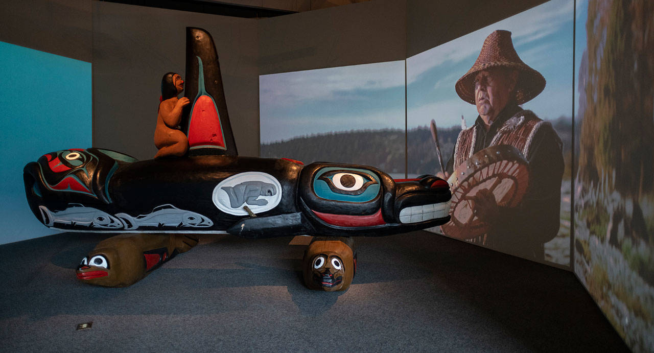A Natural History Museum exhibition, “Whale People: Protectors of the Sea,” was developed with the Lummi Nation. It transported a 3,000-pound totem pole to the Florida Museum of Natural History to raise awareness of the plight of orca whales (Kristen B. Grace Photo).