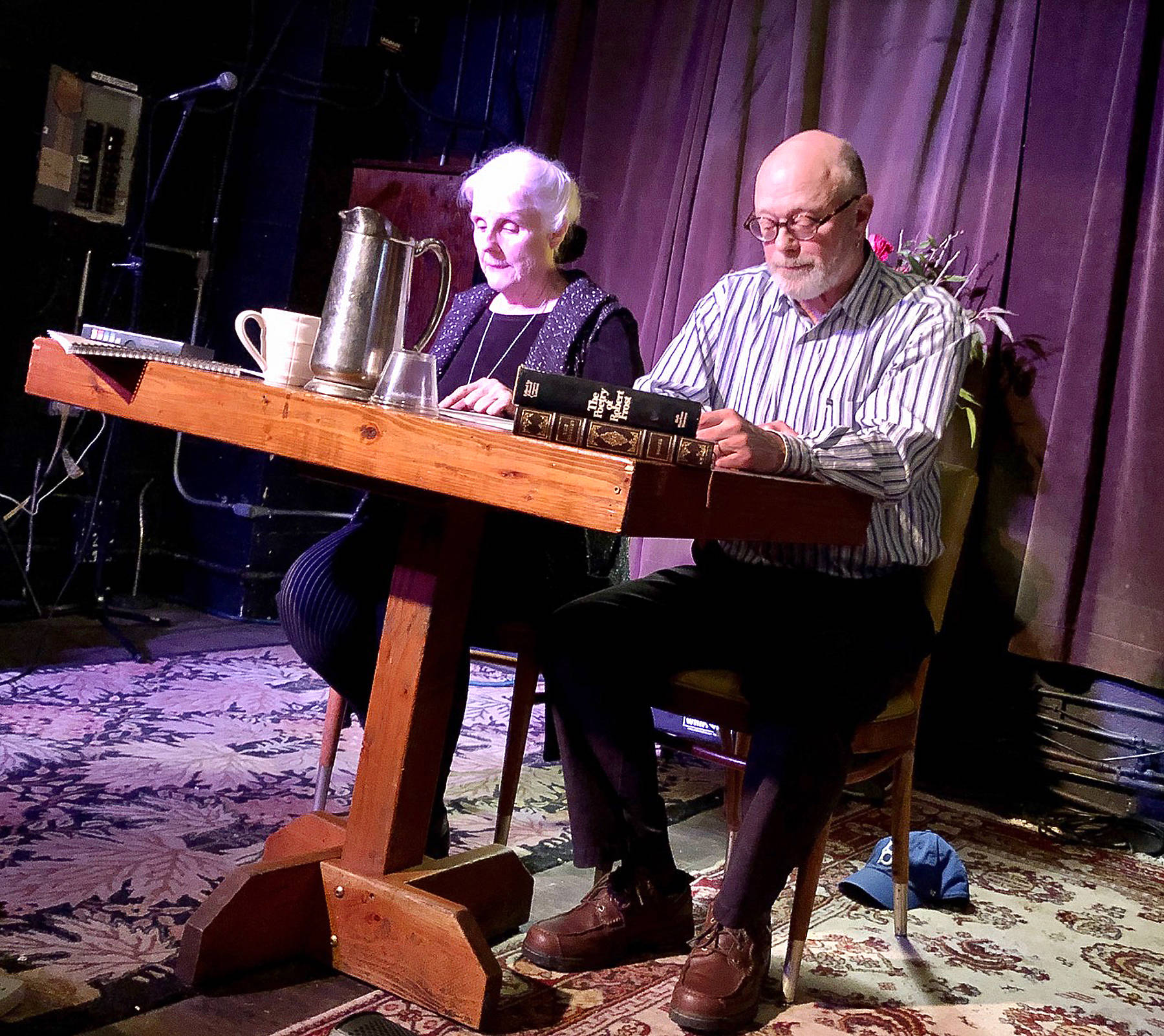 Jeanne Dougherty and Michael Shook in the staged reading of A.R. Gurney’s play, “Love Letters.” (Kate Dowling/Staff Photo)