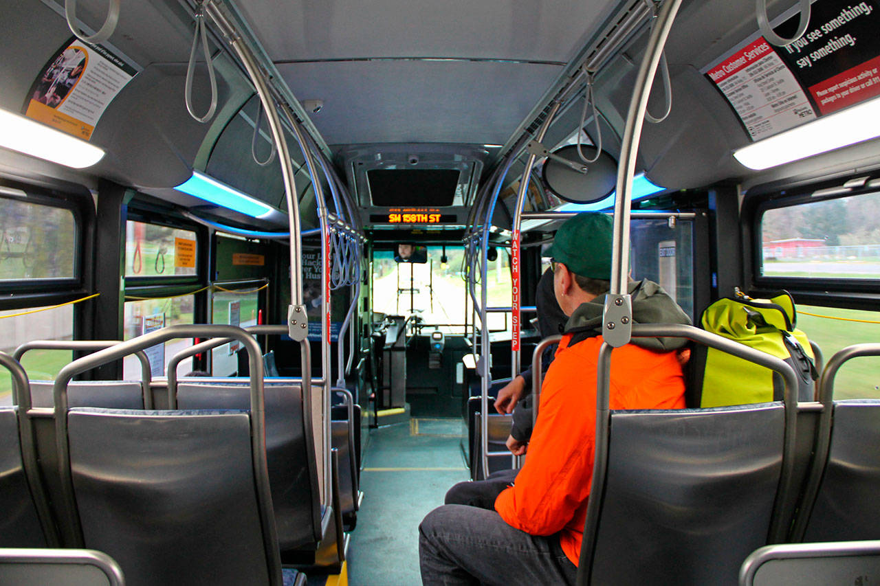 King County Metro has seen a sharp decline in passengers on numerous bus trips in recent days, including on the island (Paul Rowley/Staff Photo).