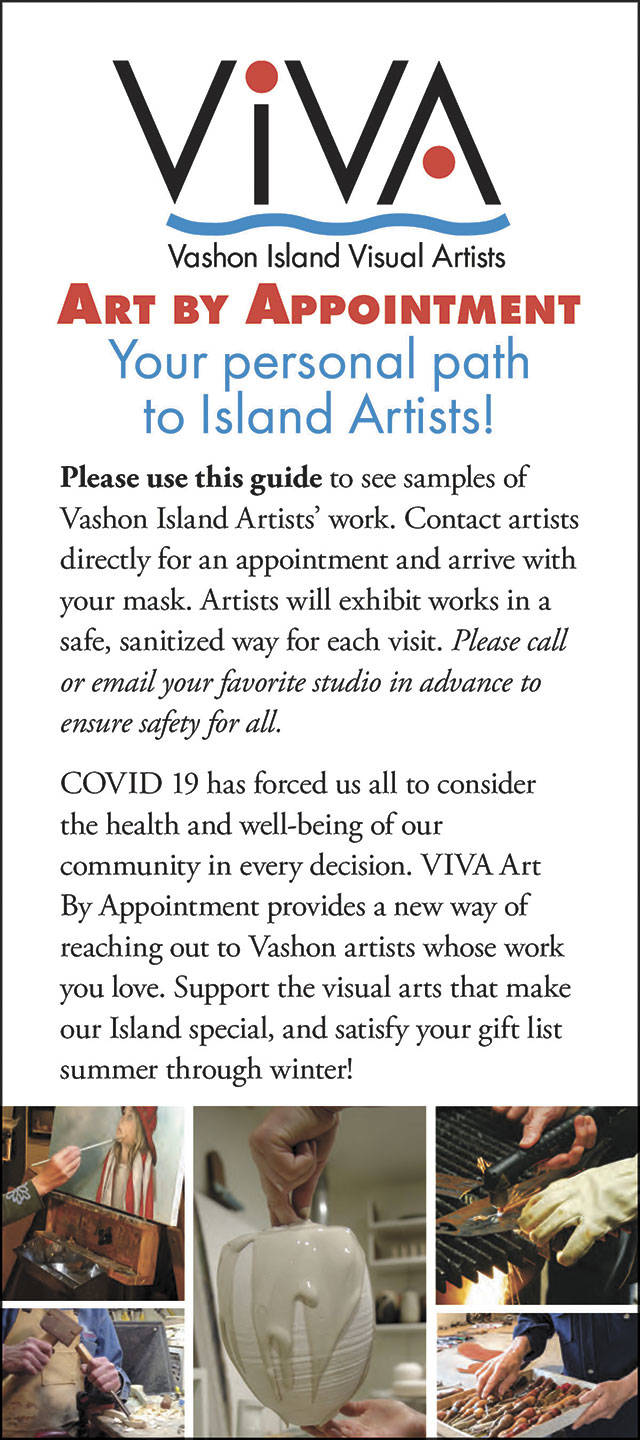 Look for this new brochure, detailing island art studios that are now open for pre-arranged appointments, at local businesses, or download it at vivartists.com (Courtesy Photos).