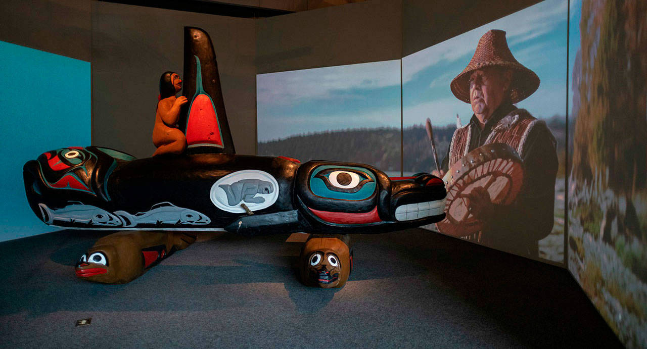 An outdoor exhibit and IMAX-style film screening of “Whale People: Protectors of the Sea,” at 6:30 p.m. Oct. 2 and Oct. 3, at the Lummi Nation Stommish Grounds, a park in Whatcom County (Kristen B. Grace Photo).
