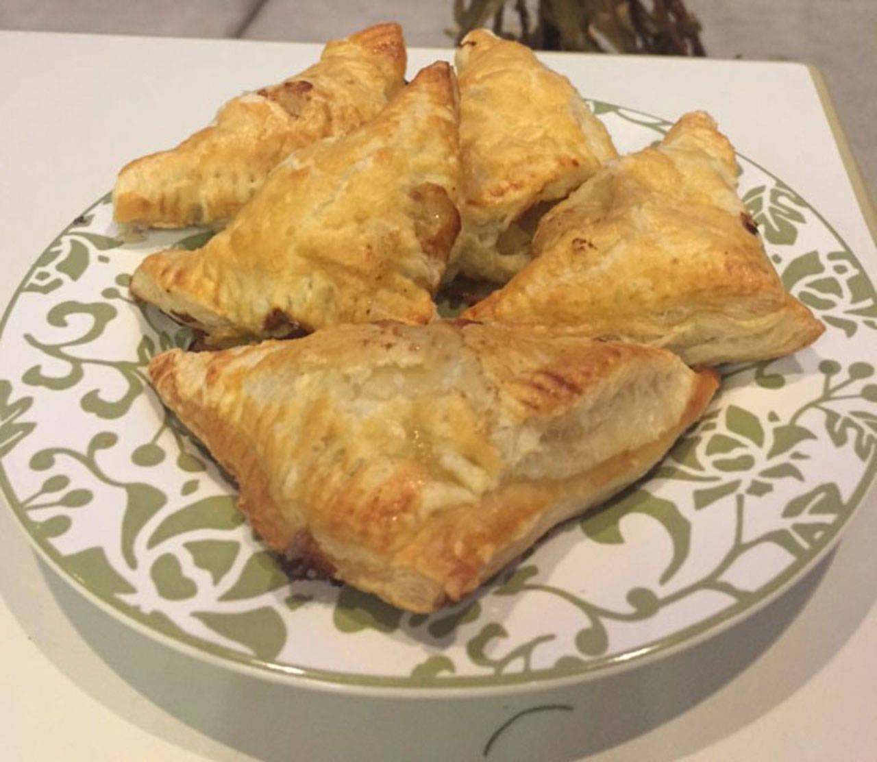 Two ripe pears — abundant on Vashon in the late summer and fall, and perhaps still stashed in more than a few islanders’ refrigerators — are called for in Lisa Cyra’s recipe for pear, leek and Gruyere cheese turnovers (Lisa Cyra Photo).