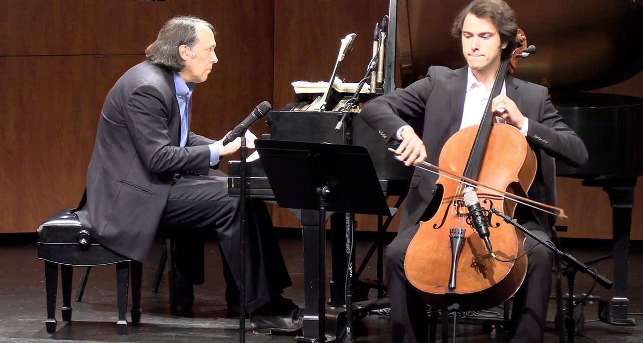Mark Salman, pianist, and his son Jonathan, cellist, will join music authority Michael Tracy for a celebration of Beethoven at 4 p.m. Sunday, March 14, at vashoncenterforthearts.org (Courtesy Photo).