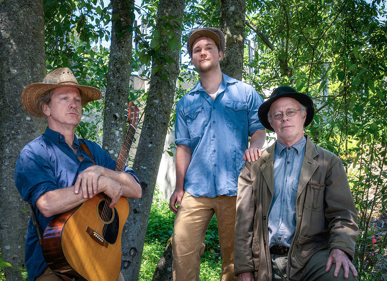 Cast members of Vashon Theatre Fest’s “Woody Guthrie’s American Song” include (left to right), Jon Whalen, Hailey Quackenbush and Michael Shook (Courtesy Photo).