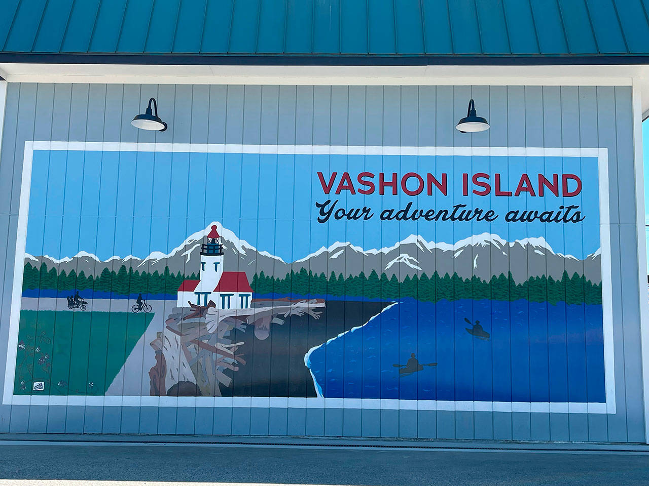 The local artists of Cowbelle Industries were commissioned to paint this mural on the north-facing side of Vashon Adventures’ new shop in the center of town (Courtesy Photo).
