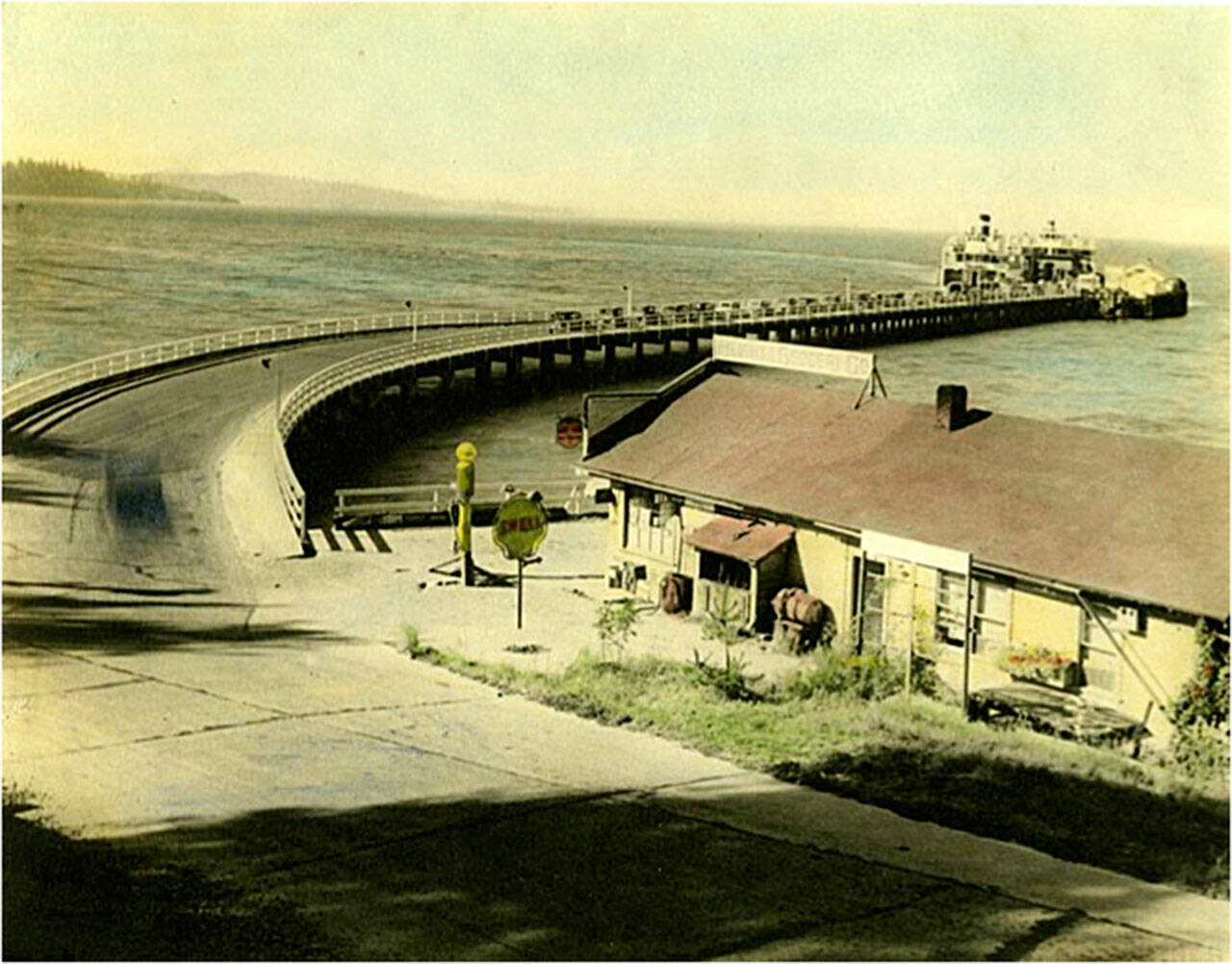 Photo Courtesy Vashon Heritage Museum
The Heights Grocery Co, located just next to the North End Ferry Dock, was captured here in a photograph taken around 1930. The store is now the site of the Wild Mermaid Market.