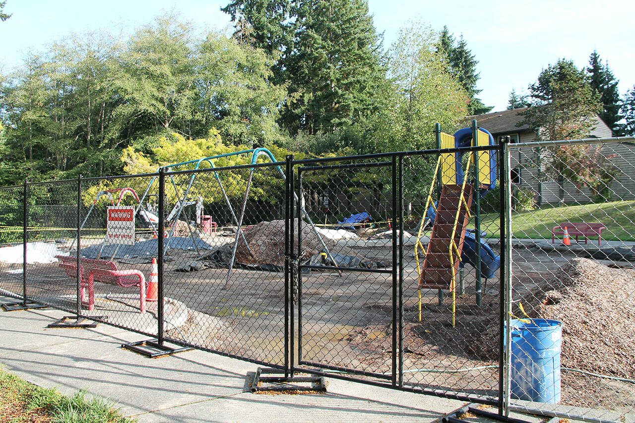 (Jenna Dennison Photo) A current view of the construction underway at the Ober Park playground project.