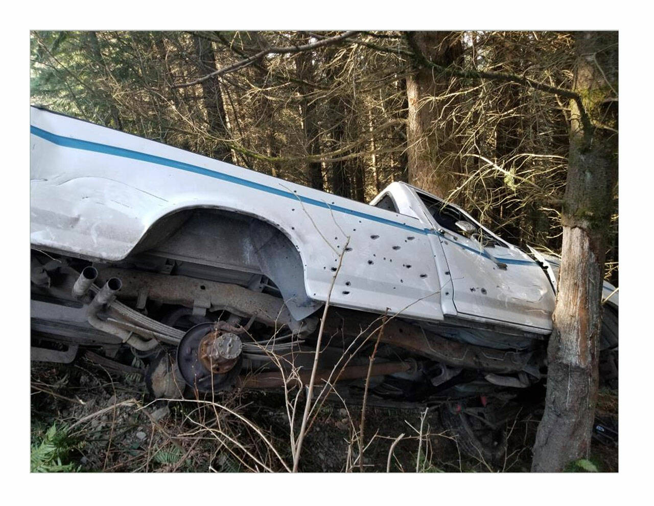 (Photo Courtesy Eric Seidenberger) Eric Seidenberger’s truck, as it was found in Wilkeson by the Puget Sound Auto Theft Task Force.