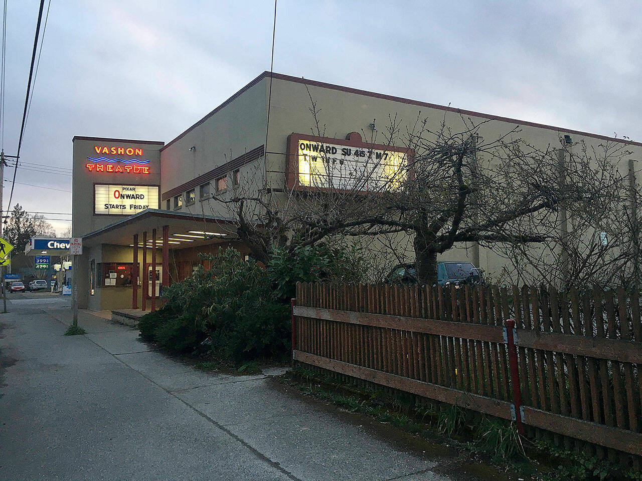 (Photo by Elizabeth Shepherd) On Friday, April 8, Vashon Theatre will be open at 5:30 p.m. to welcome islanders to tour the facility, hear about the theater owners’ plans for their new outdoor plaza, and donate to the cause.