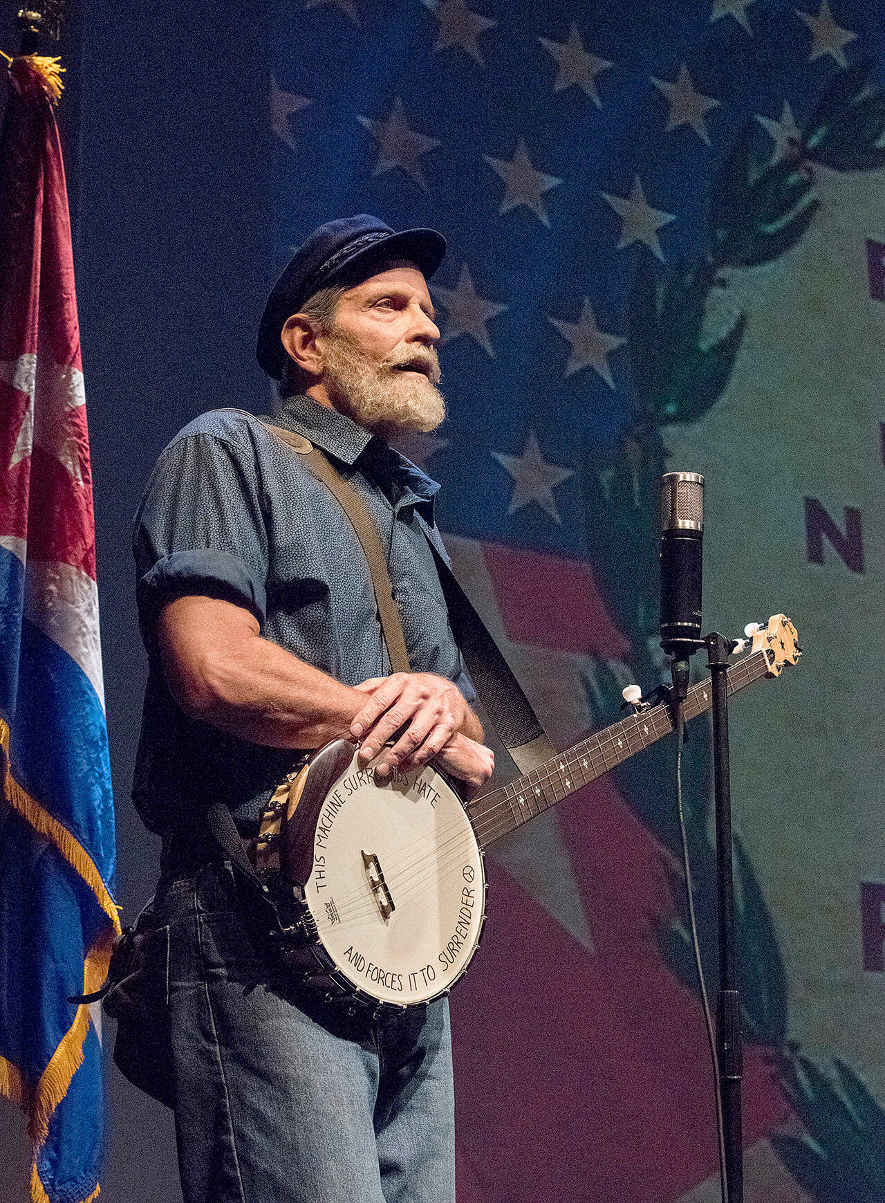 (Michael and Suz Karchner Photo) Randy Noojin will perform “Seeger,” his one-man multimedia show about the life and times of the iconic folksinger and social activist, Pete Seeger, as part of this summer’s Vashon Theatre Fest.
