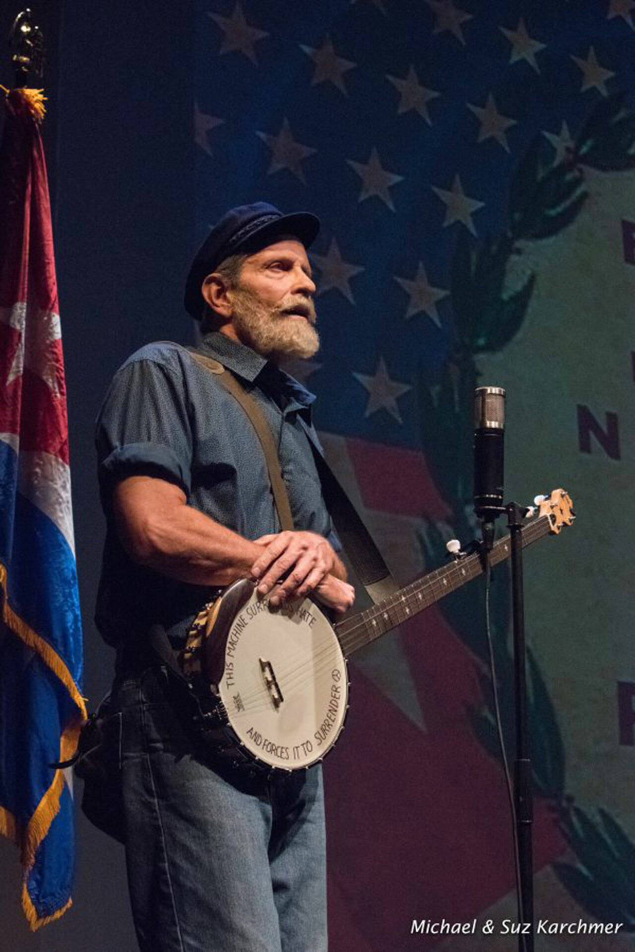 (Michael & Suz Carter Photo) Actor, writer, and director Randy Noojin will perform his one-person show about Pete Seeger at Open Space for Arts & Community in the last two weeks of July.