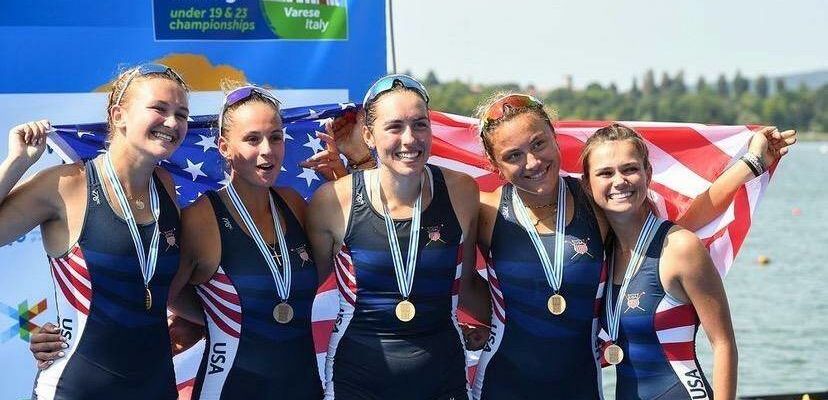 Lisa Worthy, U.S. Rowing Photo
Kate Kelly, left, with the Bronze Medal 4+ crew.