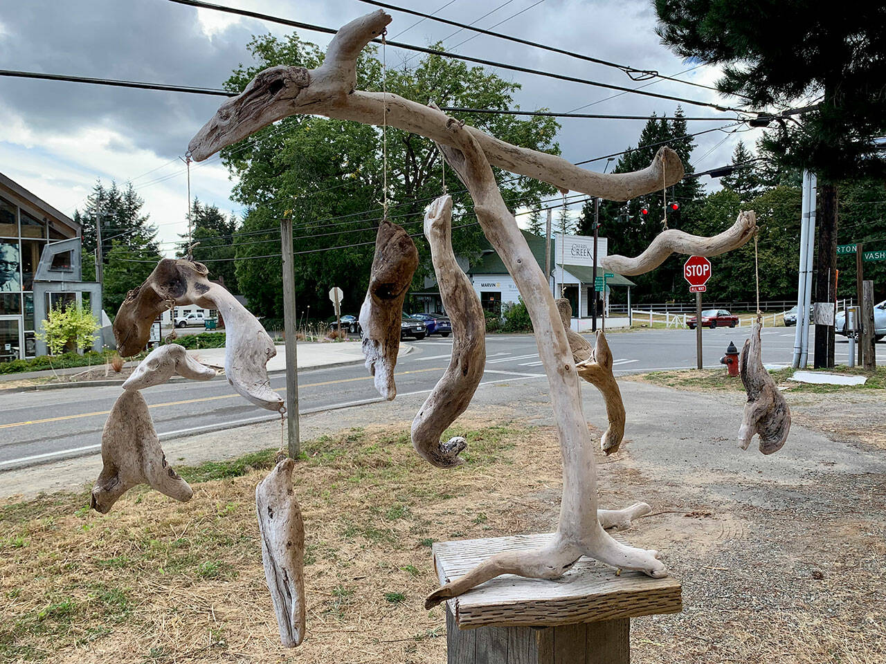 Sculptures by Leigh Sorensen now grace a pop-up gallery space on the south side of the LS Cedar business. (Amy Drayer Photo)