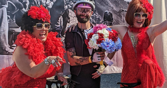 The Famous Filson Sisters feted the finish of all Passport2Pain riders (Courtesy Photo).