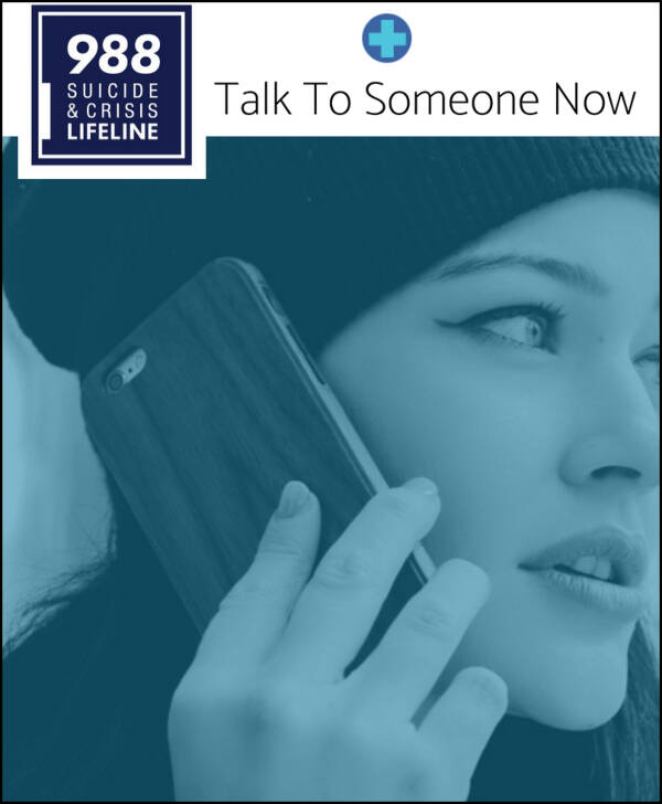 If you’re thinking about suicide, are worried about a friend or loved one, or just need some emotional support, you can reach a trained helper by calling, texting, or chatting to 988. If you speak Spanish, press 2 and you’ll be routed to the Spanish 988 network (Suicide and Crisis Lifeline Graphic).