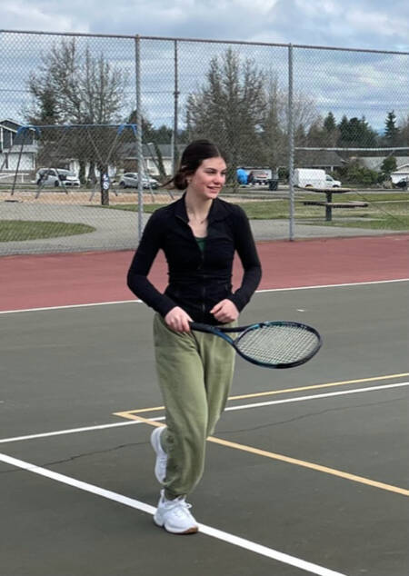 Paloma Freda, enjoying warmups on the home court (Rick Doussett Photo).