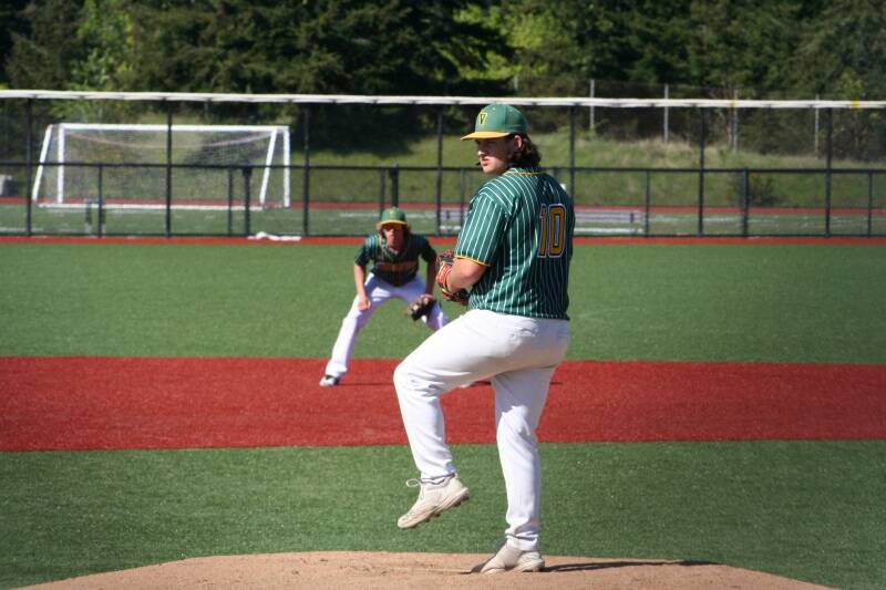Will Frith on the mound, with Finn Hawkins behind at shortstop (Holly Taylor Photo).