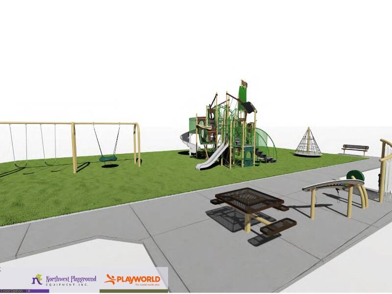 The new playground at Dockton Park will include more spinners, slides and climbers, as well as a table and bench (King County Parks Graphic).