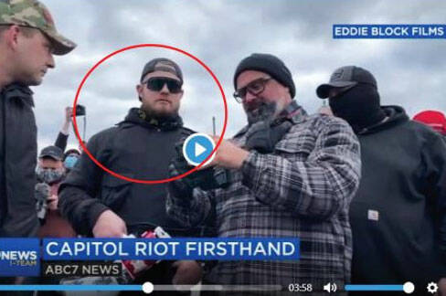 The U.S. Department of Justice released a photo of Ethan Nordean, circled in red, of Auburn, during the Jan. 6, 2021 Capitol riots in Washington, D.C. COURTESY PHOTO, U.S. DOJ