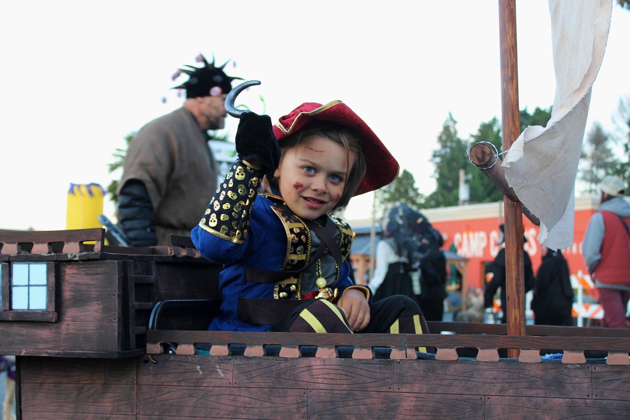 Alex Bruell photo
Russell McElvogue was decked out in pirate garb aboard a miniature pirate ship built by his dad, designer Matt McElvogue.