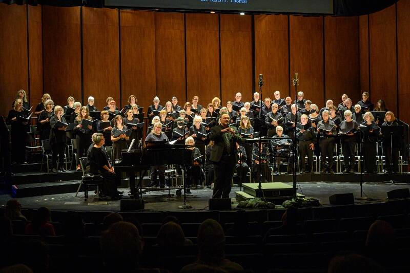 Vashon Island Chorale, at its January concert in Kay White Hall (John De Groen Photo).