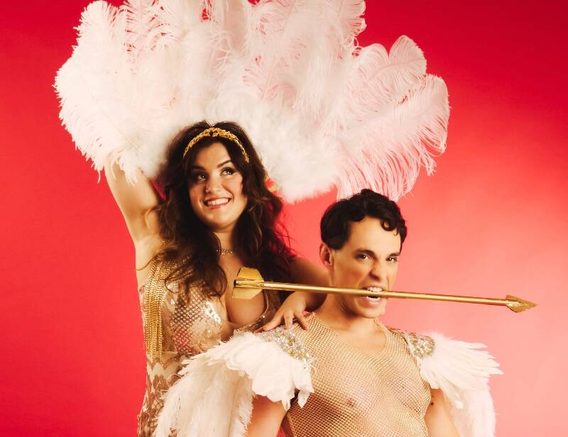 Caela Bailey as Venus and Joel Domenico as Cupid, in “Venus The Vixens: Games of Love” (Ernie Sapiro Photo).