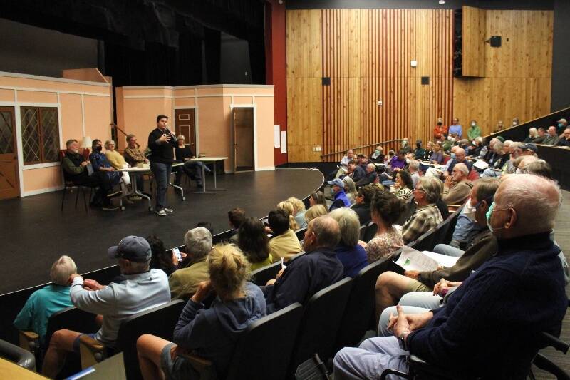 Islanders for Ferry Action hosted a meeting in September, attended by public officials, state legislators, and more than 300 islanders, seeking solutions to myriad difficulties facing islanders due to the lack of reliable ferry service (Alex Bruell Photo).