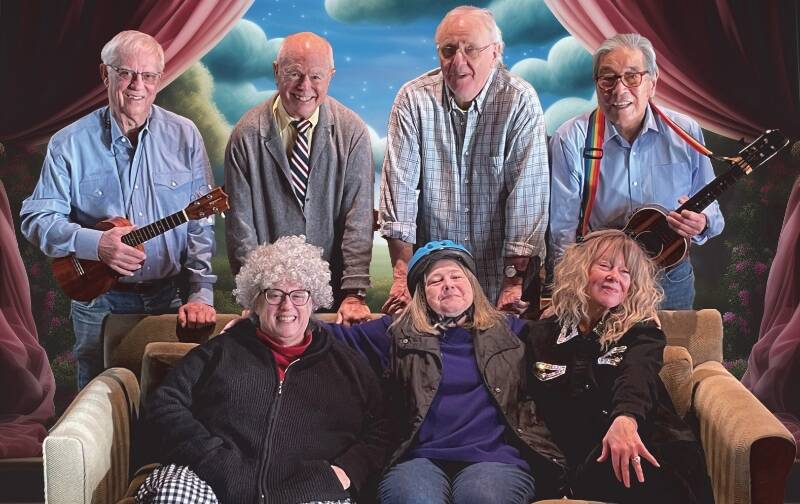 The company — dubbed the Golden Oldies Players — of “Walter’s Muse,” a new play by Jeanie Okimoto, based on her 2012 novel of the same name (Courtesy Photo).
