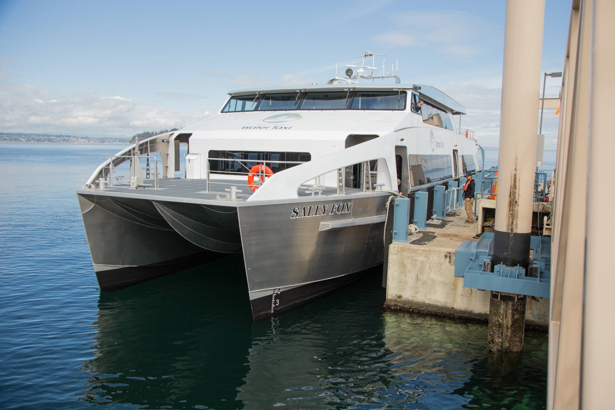 King County Metro Photo The MV Sally Fox passenger ferry, named after an island activist, serves travelers from north Vashon to downtown Seattle and back; she began operating the route in April 2015.