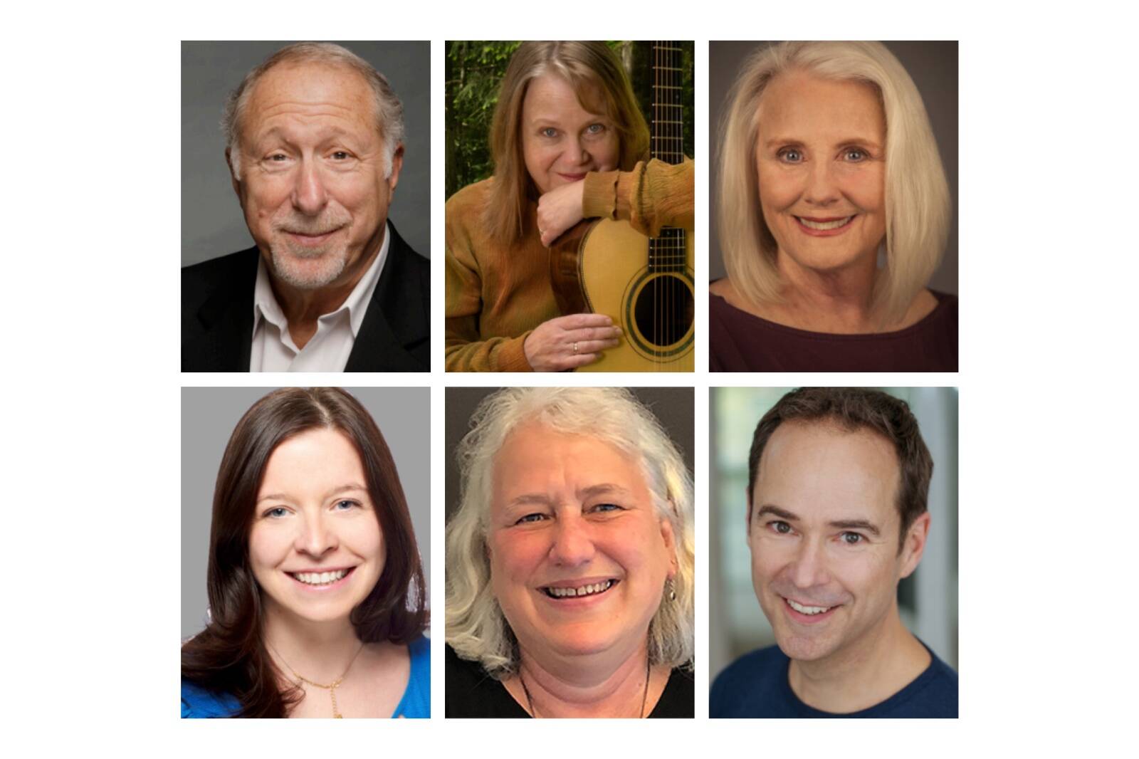 Local theater makers (top row, left to right) Paul Shapiro, Kat Eggleston, Jeanne Dougherty, (bottom row) Cate O’Kane, Charlotte Tiencken, and David Mielke, will revive “Kissing the Joy: The Wit and Wisdom of Brian Doyle.” Tiencken is the show’s director (Courtesy Photos).