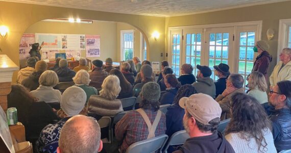 Courtesy photo
Presenters on March 11 gave the crowd at Mukai Farm and Garden a look into the future of the farm's barreling plant, which will become a community food hub.