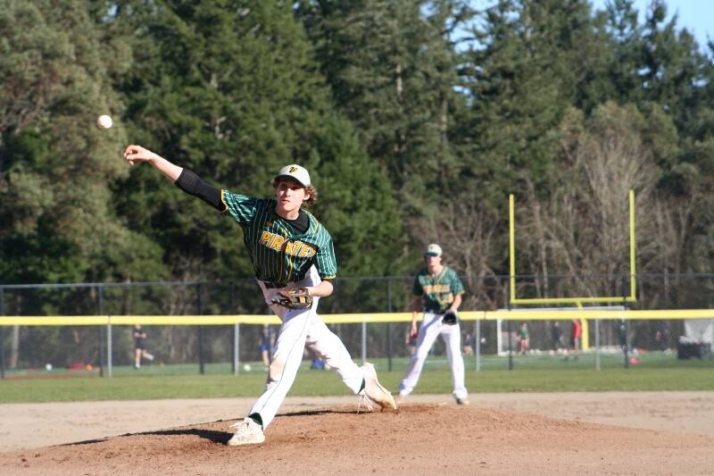 Finn Hawkins on the mound, and Charlie Walker at shortstop (Holly Taylor Photo).