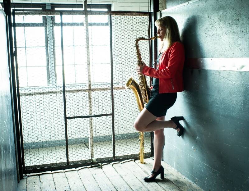Sax diva Kate Olson will guest star at the next Jam in the Atrium, on April 6 (Courtesy Photo).