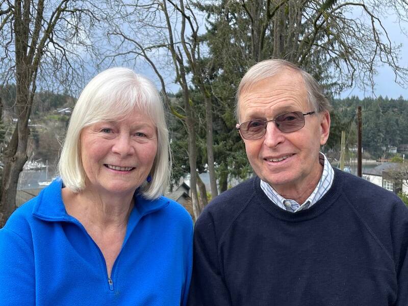 Mike Kirk (seen here with his wife Patti) has amassed decades of service to islanders through his work as an educator in Vashon schools, and a volunteer firefighter for more than 50 years. Donate to a scholarship fund in Kirk’s name on Saturday, April 20, outside of Vashon Thriftway (Courtesy Photo).