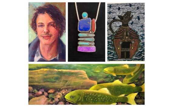 Courtesy Photo 
Works by (top, left to right) Pam Ingalls, Eric Heffelfinger, Laurie Brown, and (bottom) Donna Caulton will all be on view on the First Friday gallery cruise and the VIVA Spring Studio Art Tour.
