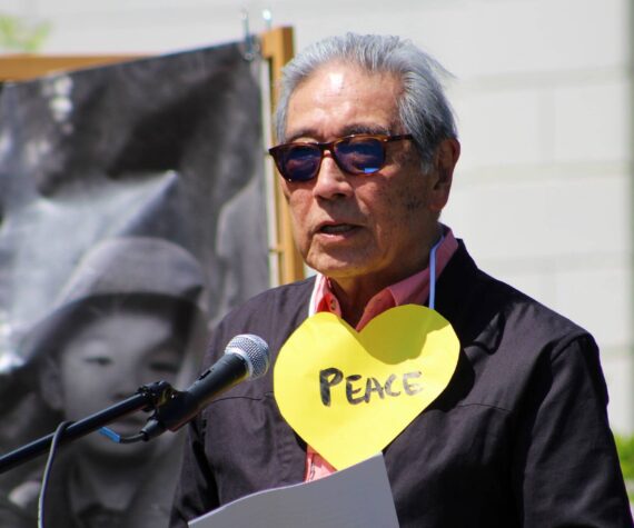 Alex Bruell photo
Islander Joe Okimoto, one of the Americans who was unconstitutionally uprooted and forced away from home in 1942, speaks at Ober Park during the Day of Exile commemoration.