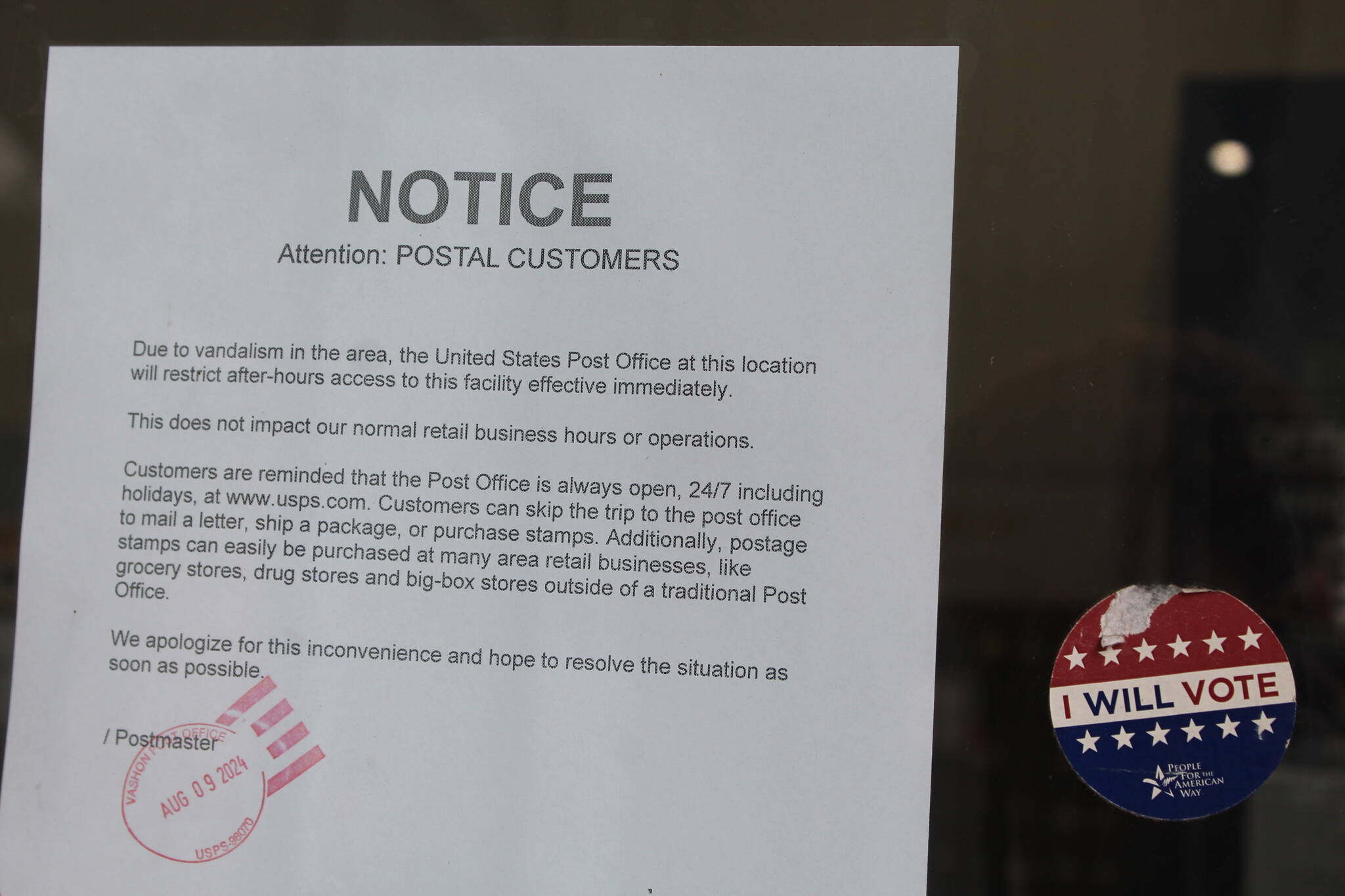 Mail theft frustrates islanders; Vashon Post Office limits lobby hours