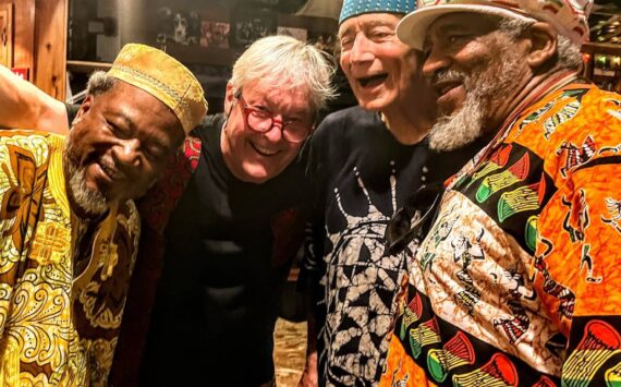 Bruce Phares (second from left) will bring masters of Afro-Caribbean drumming to a Nov. 1 season finale of his long-running series, “Jam in the Atrium.” (Courtesy Photo)