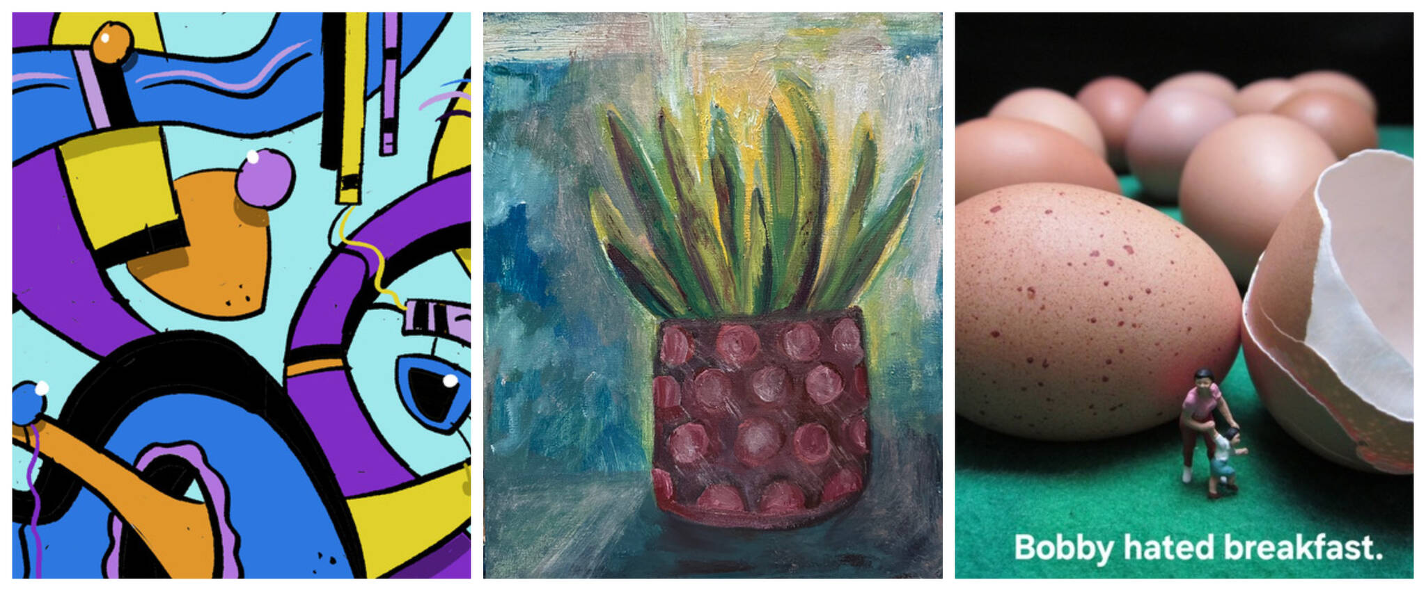 Works (left to right) Bill Jarcho, Rachel LordKenaga and Gregory Burnham are included in VALISE Gallery’s annual holiday show, opening on Nov. 7 and running through December. (Courtesy Photo)