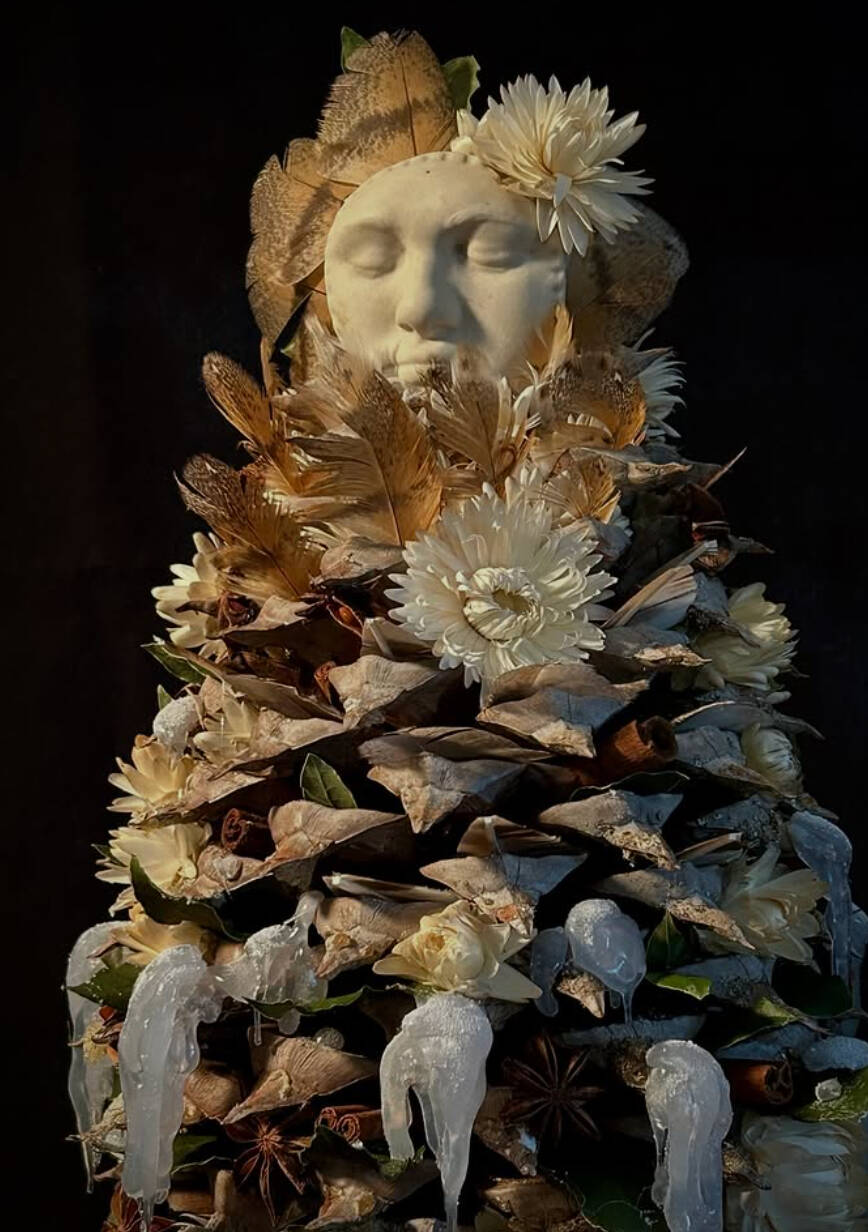 An artwork fashioned from a Coulter pinecone by local artist Jennifer Hawke. (Courtesy Photo)