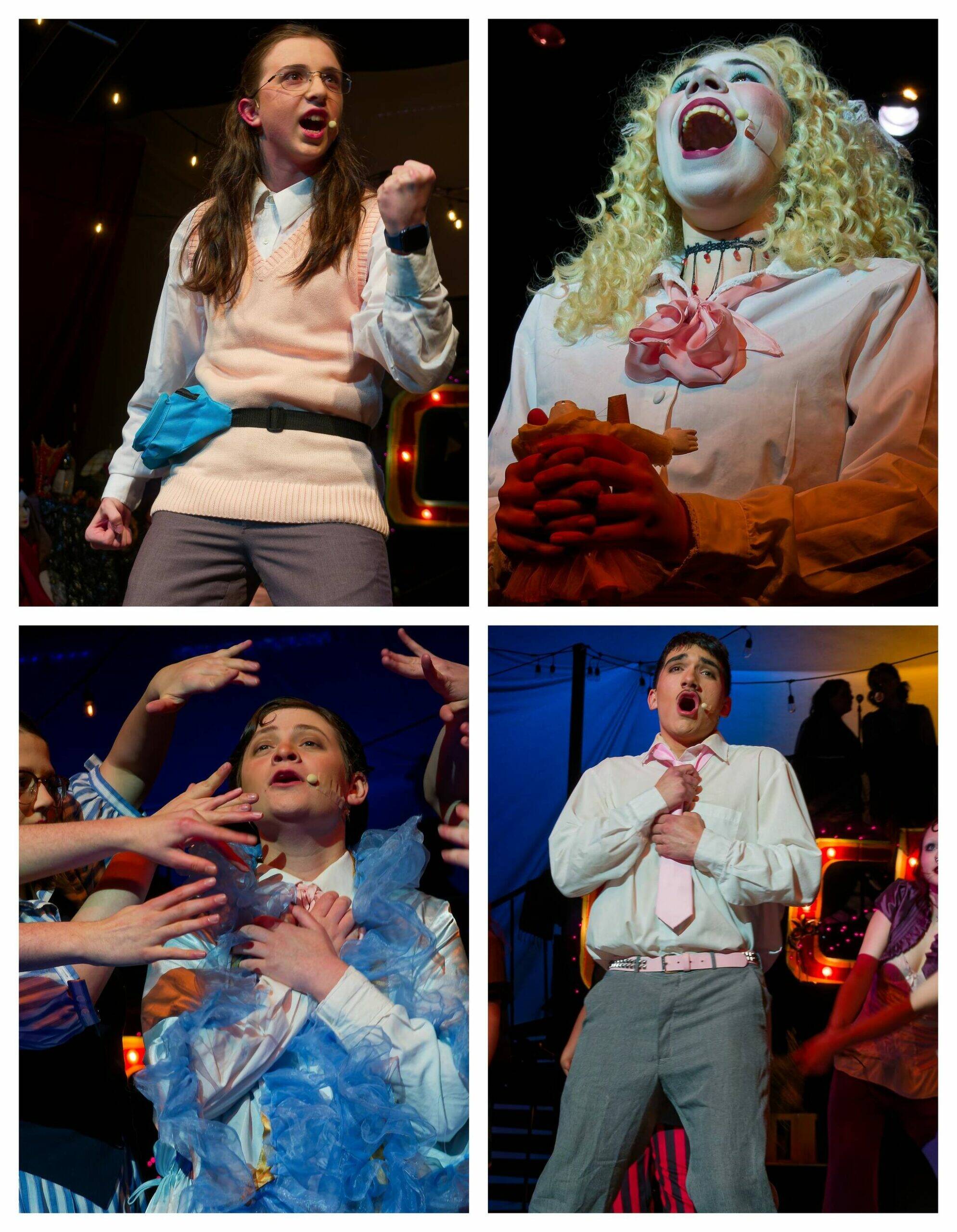 The show of the year: Some of the shining stars of Vashon High Schools Ride the Cyclone were (clockwise from bottom left) Sky Skiena, Leo Watson, Amali Lewis and Sebastian Gallez. (Mick Etchoe Photos)