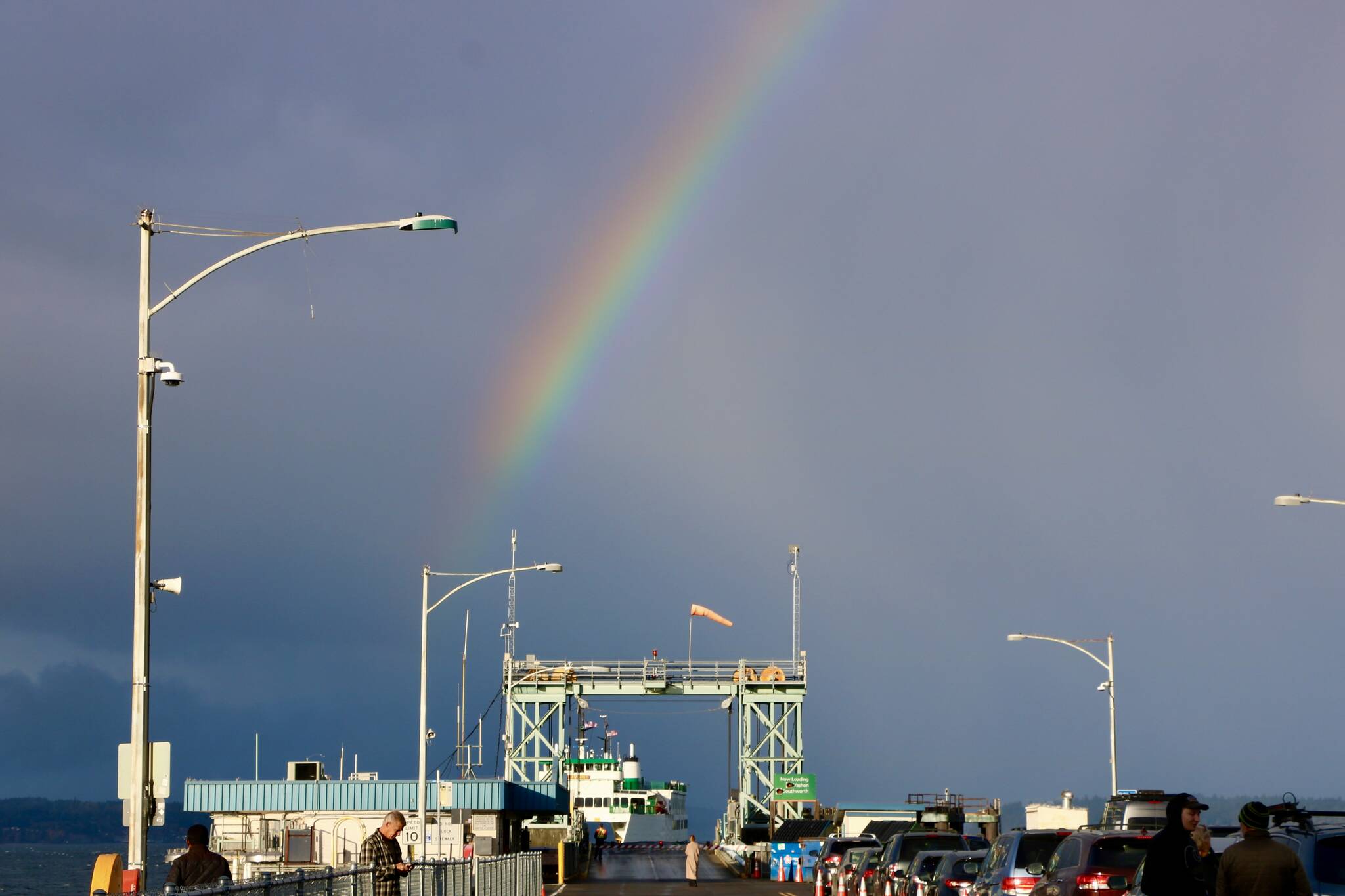 A rainbow at the Fauntleroy ferry terminal. (Aspen Anderson Photo)