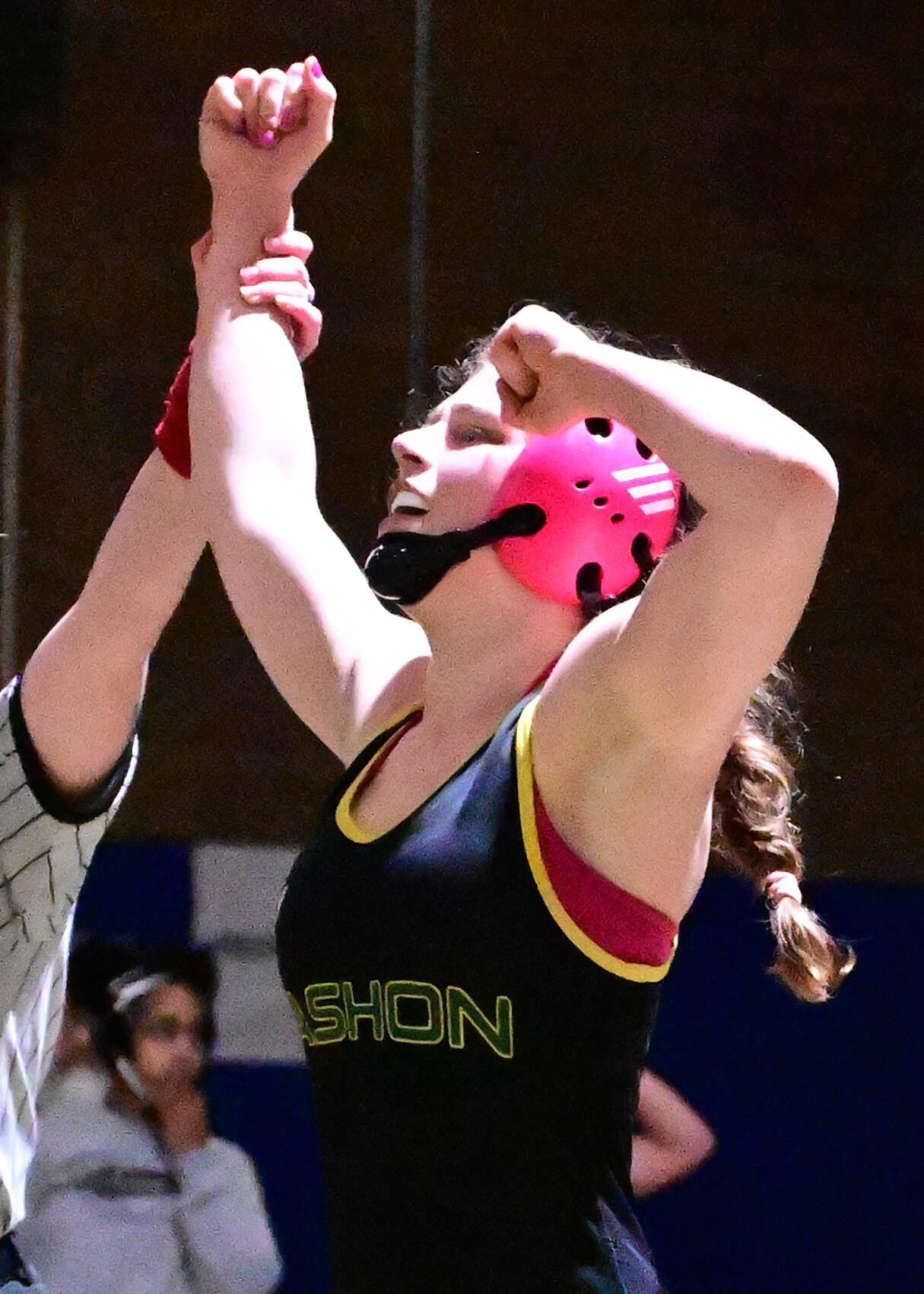 Lena Puz stands victorious after the finals match at the Braided 64 Tournament. (Tony Puz Photo)