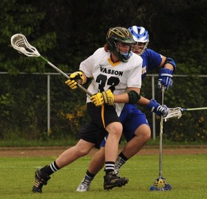 Ezra Ende drives toward the goal for shot.